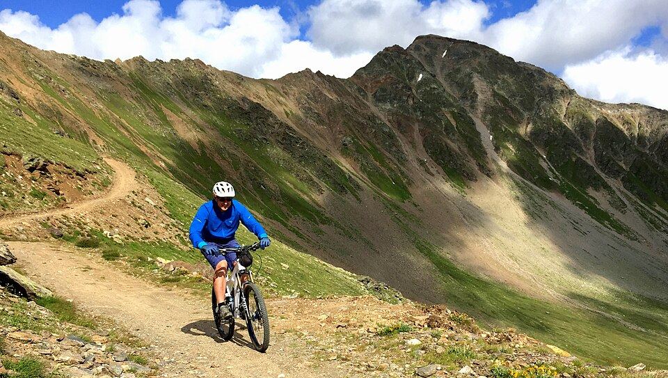 Mountain biker on a mountain trail